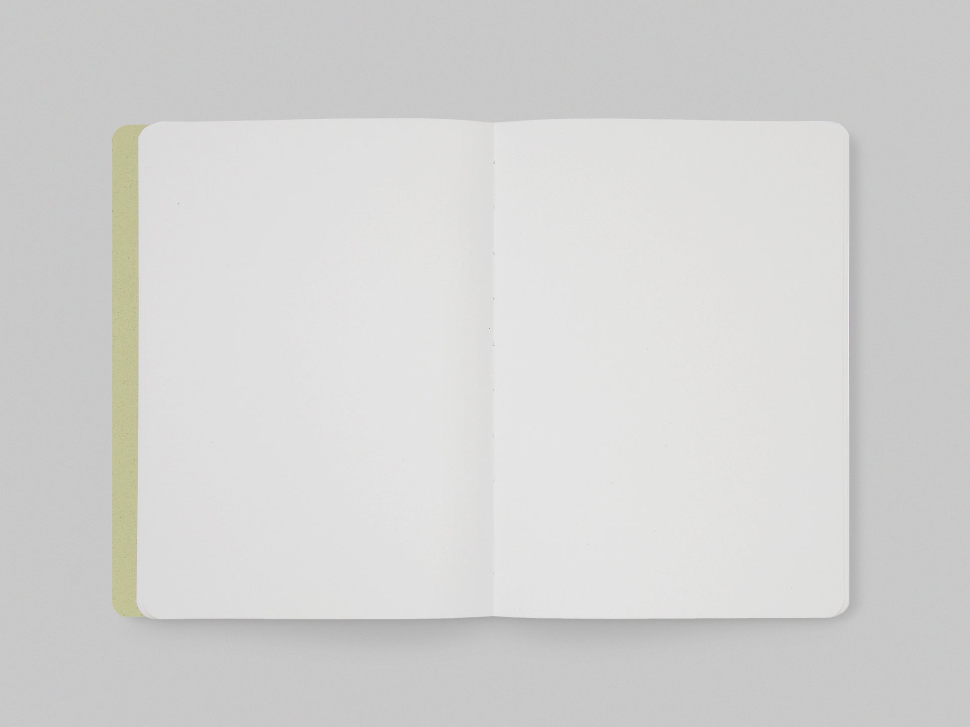 Image shows the blank FA VO notebook in Kiwi. The notebook lays flat which is shown in the image.