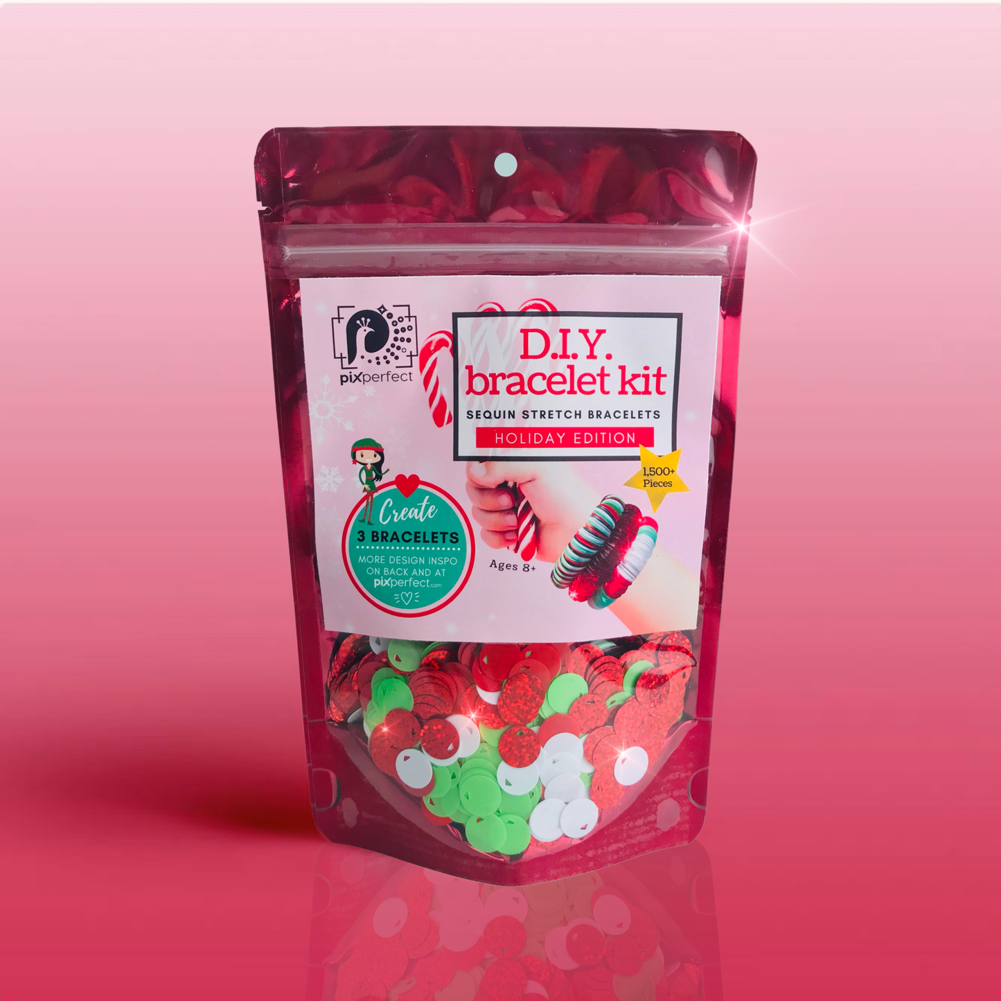 PixPerfect D.I.Y. Bracelet Kit Holiday Edition for ages 8+ perfect arts & crafts to do during the holiday break. Available on Kangyco.com.