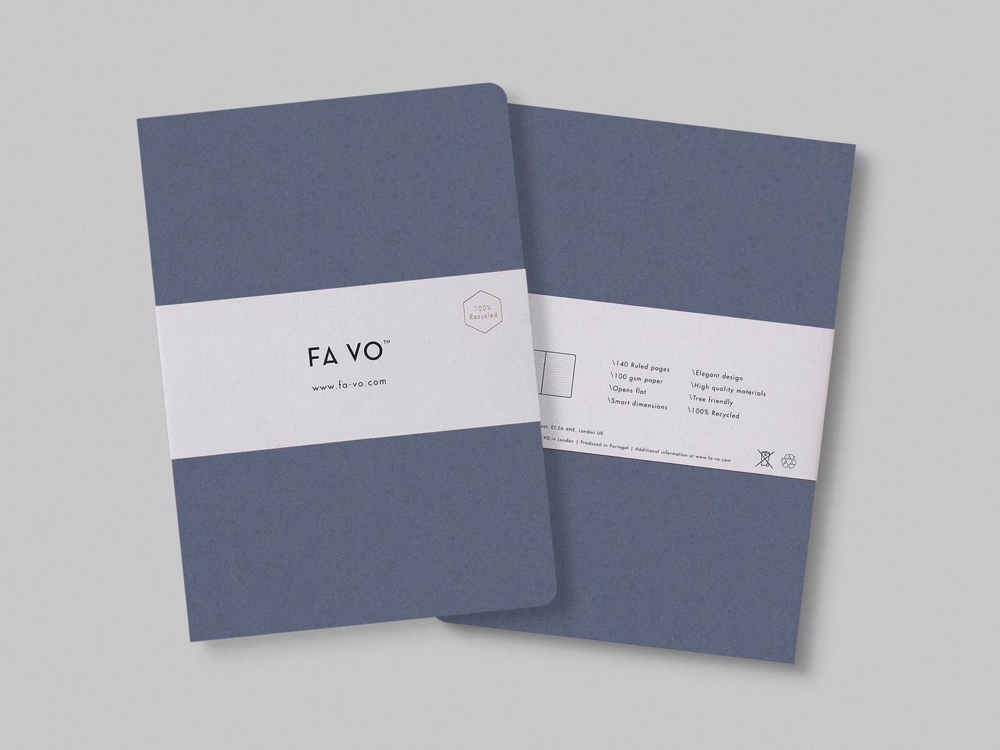 The FA VO notebook showing front cover and back cover of the Lavender color.