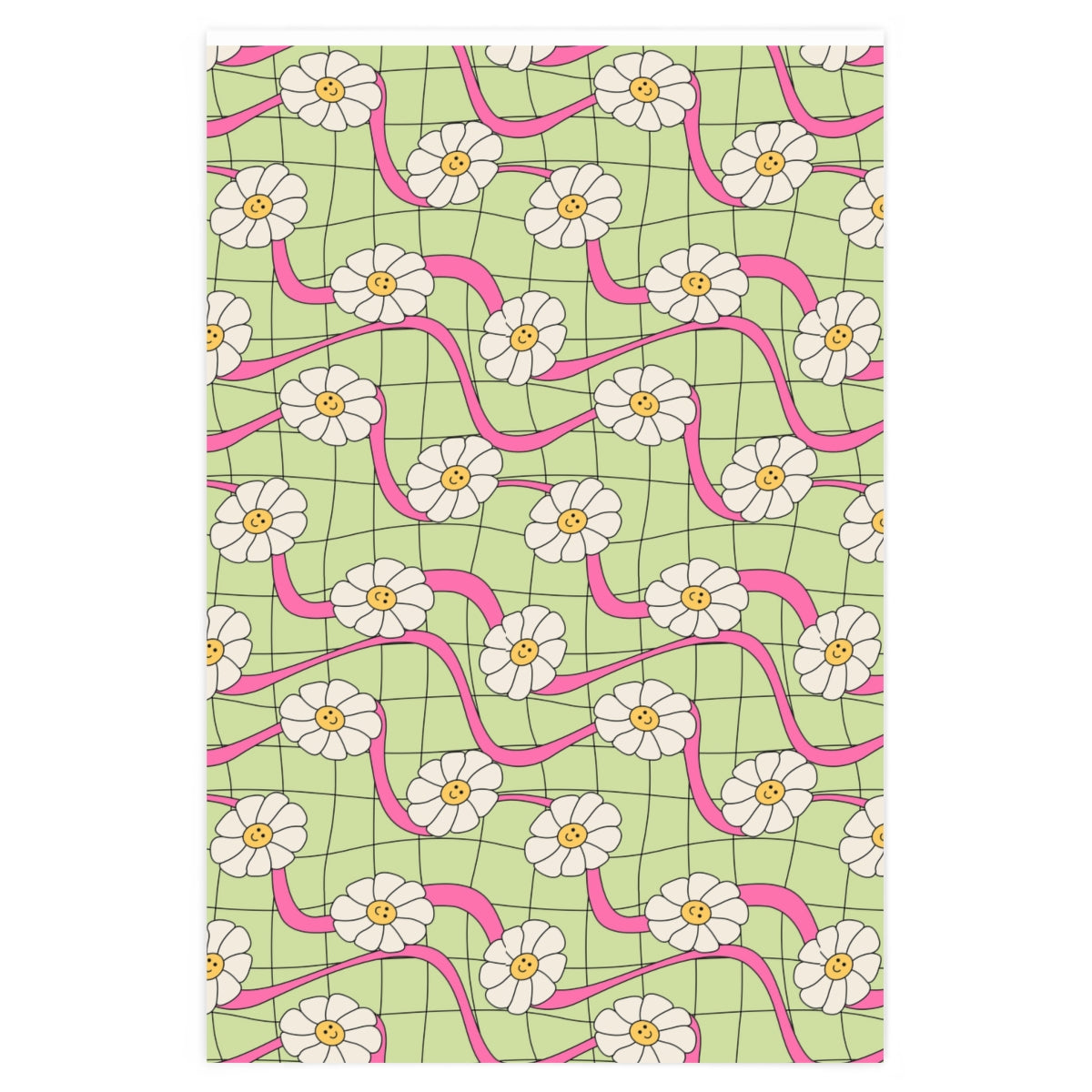 The flatlay of the Flower Retro Gift Wrapping Paper sized 24 x 36.