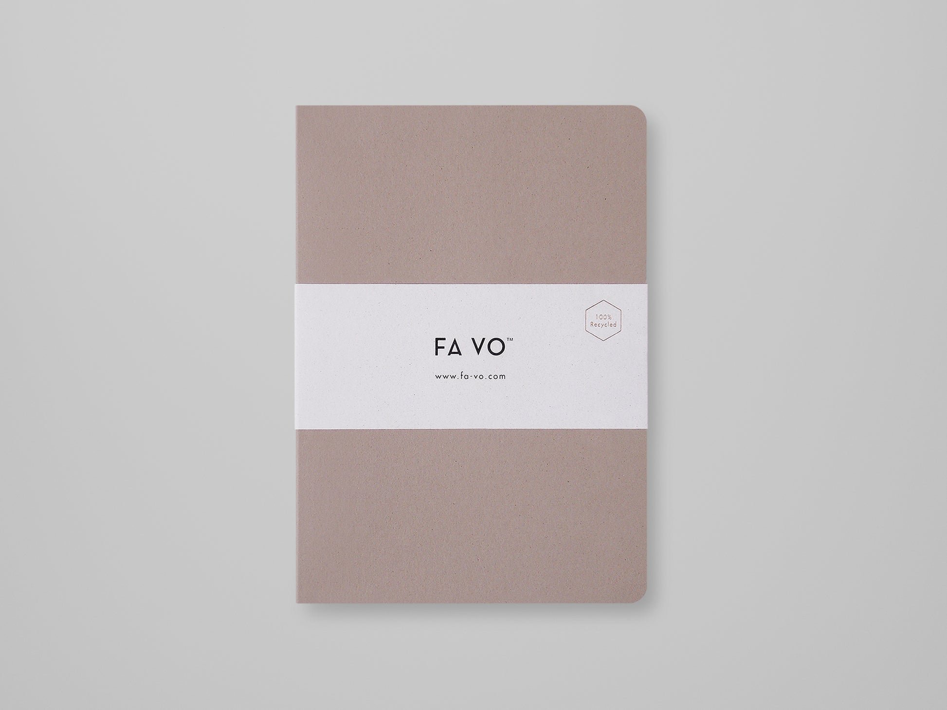 The front  of the FA VO notebook in the almond color.