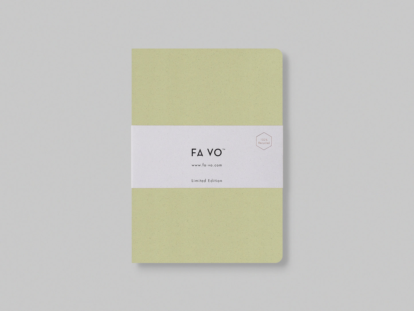 The front face of the FA VO Notebook in the color Kiwi.