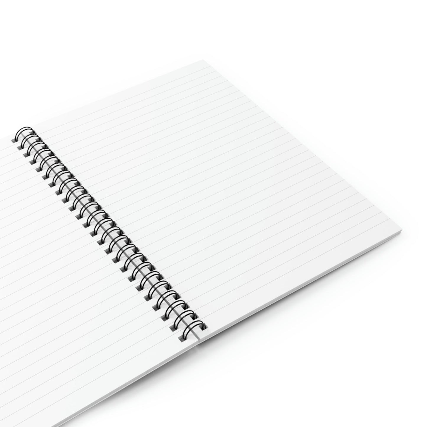 Spiral notebook lays flat, paper is lined, the text on the front cover is "Take the risk".