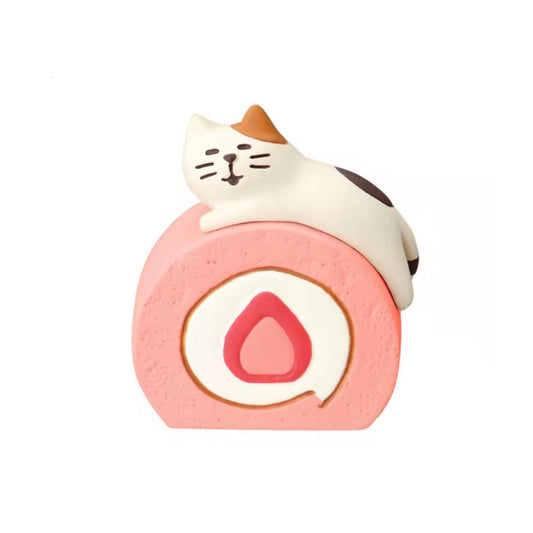 Pawsome figurine #274 of a strawberry swirl cake with a cat resting on top.