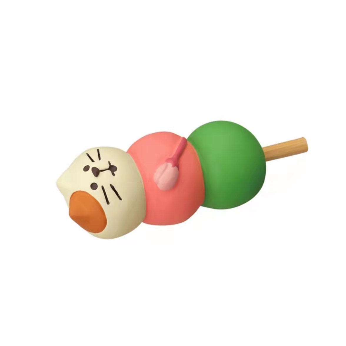 Pawsome Figurines #280 cat on top of a dessert skewer, the pink is the second scoop, and the third is a green scoop.