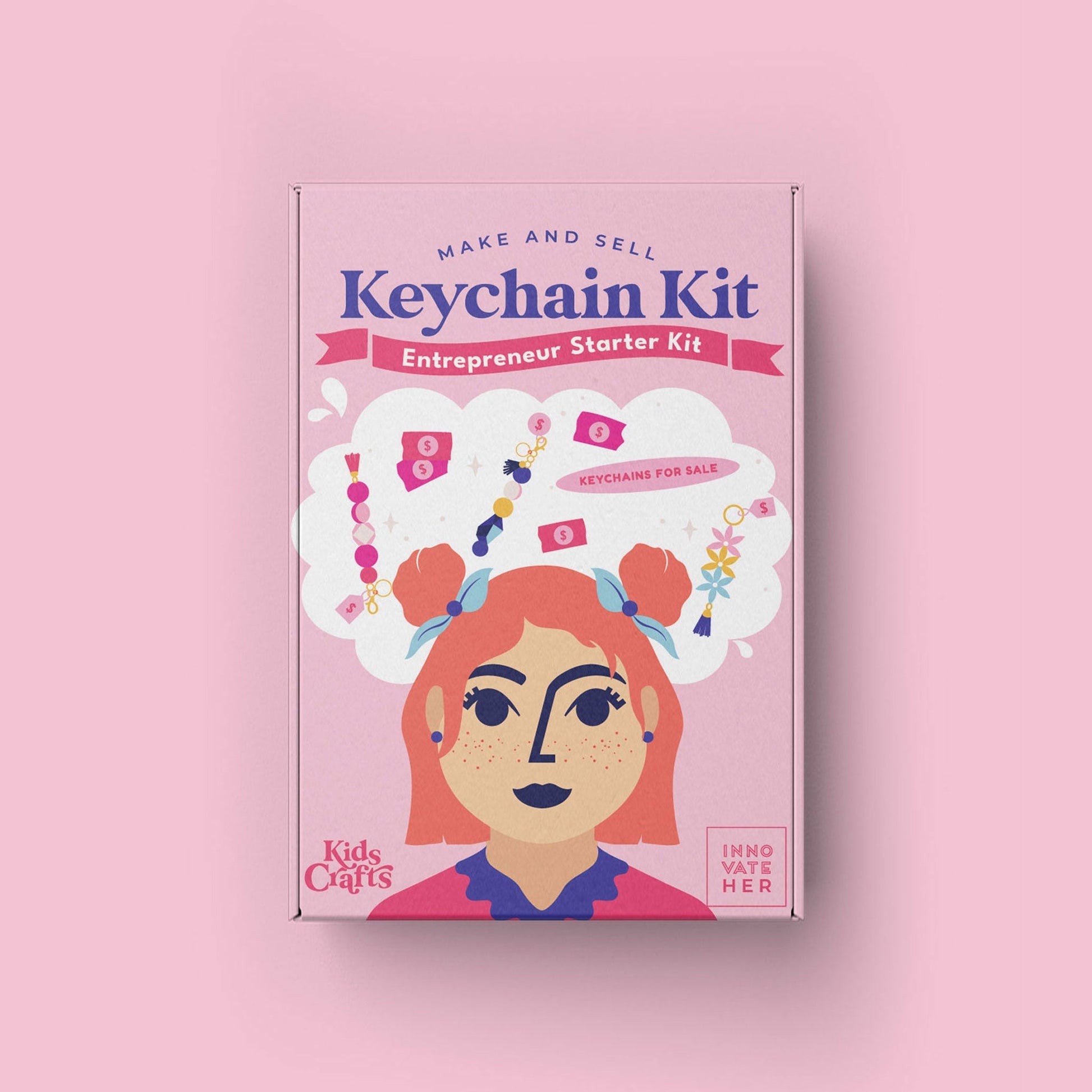 The Kids Crafts "Make and Sell Keychain Kit" available for kids this is the Entrepreneur Starter Kit.