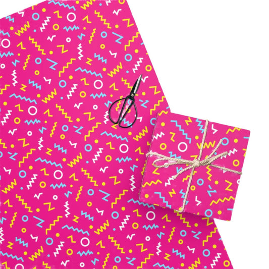 Pink Gift Wrapping Paper with abstract line design.