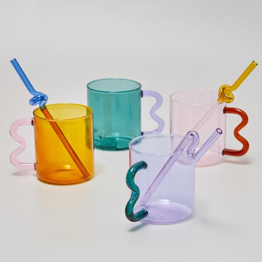 Available are style A, B, and C, the teal color retro wavy mug is not available for sale. The straws are not for sale.