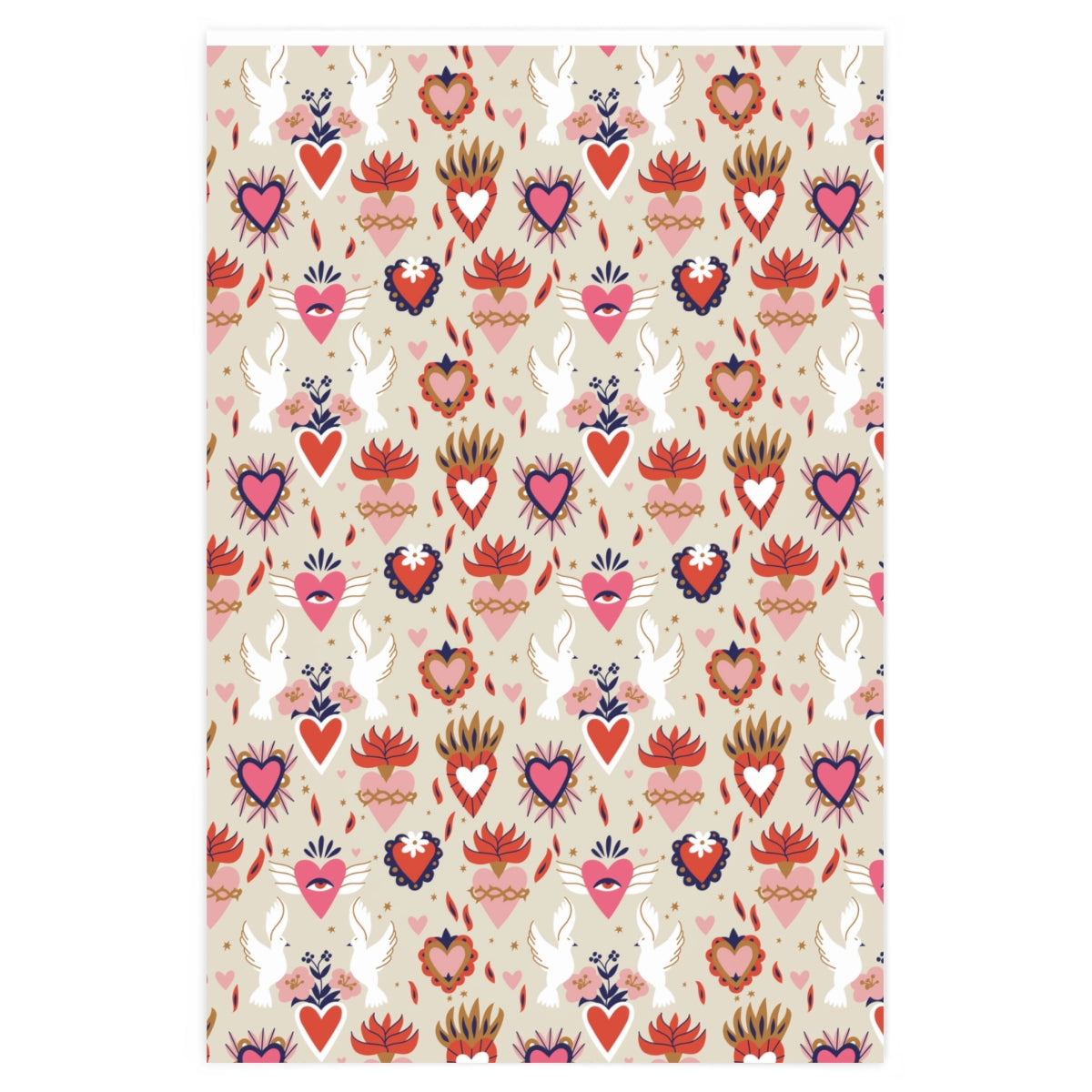 The sacred heart gift wrapping paper available in the size 24 x 36 available on Kangyco.com.