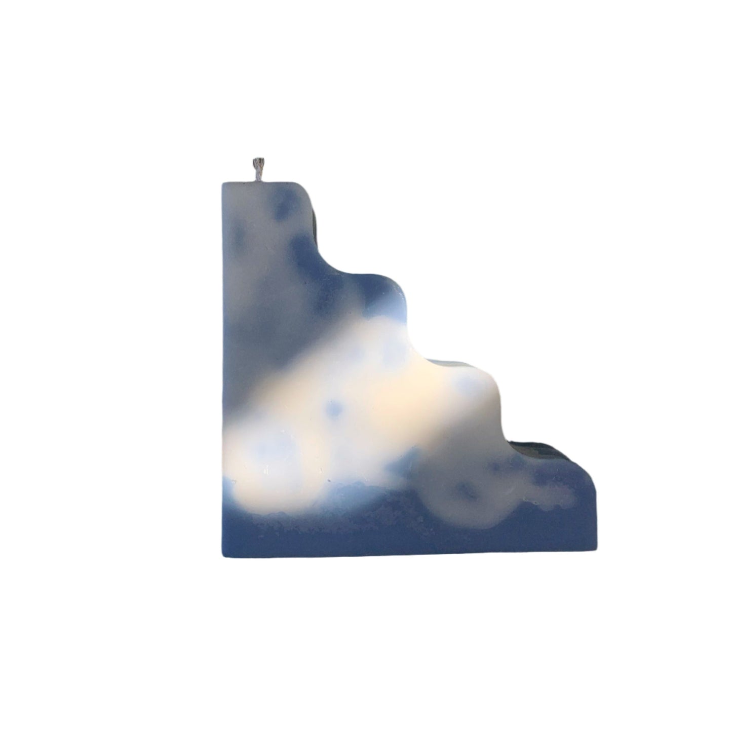 Stair-shaped blue clouds pillar soy candle.