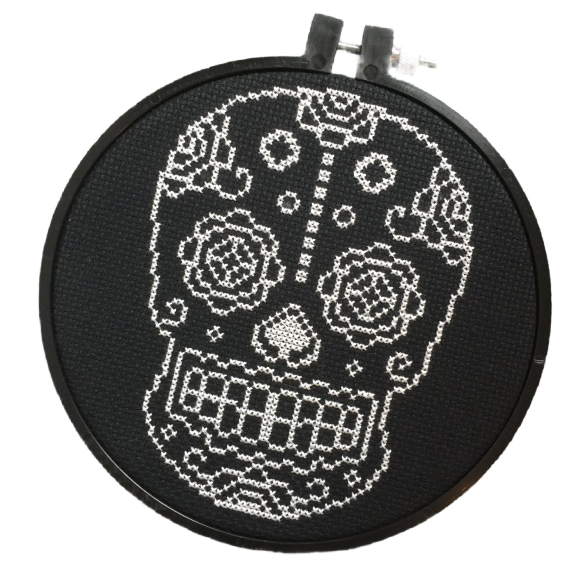 Black and white Sugar Skull Counted Cross Stitch DIY.