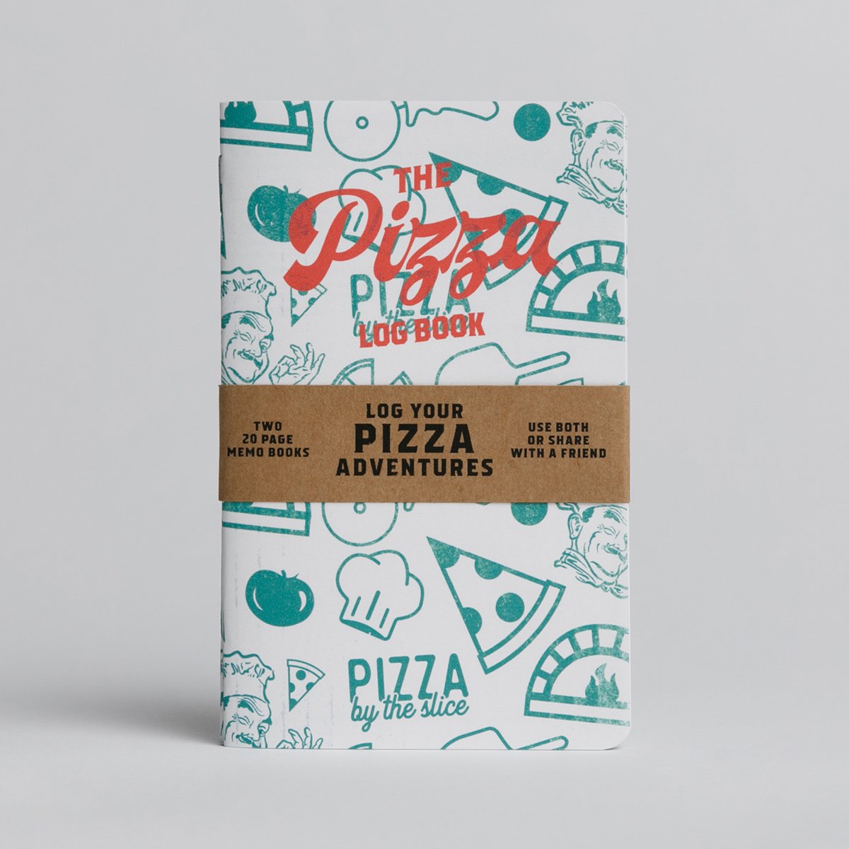 The Pizza Log Book where you can store your pizza adventures, this is the two 20 page memo books.