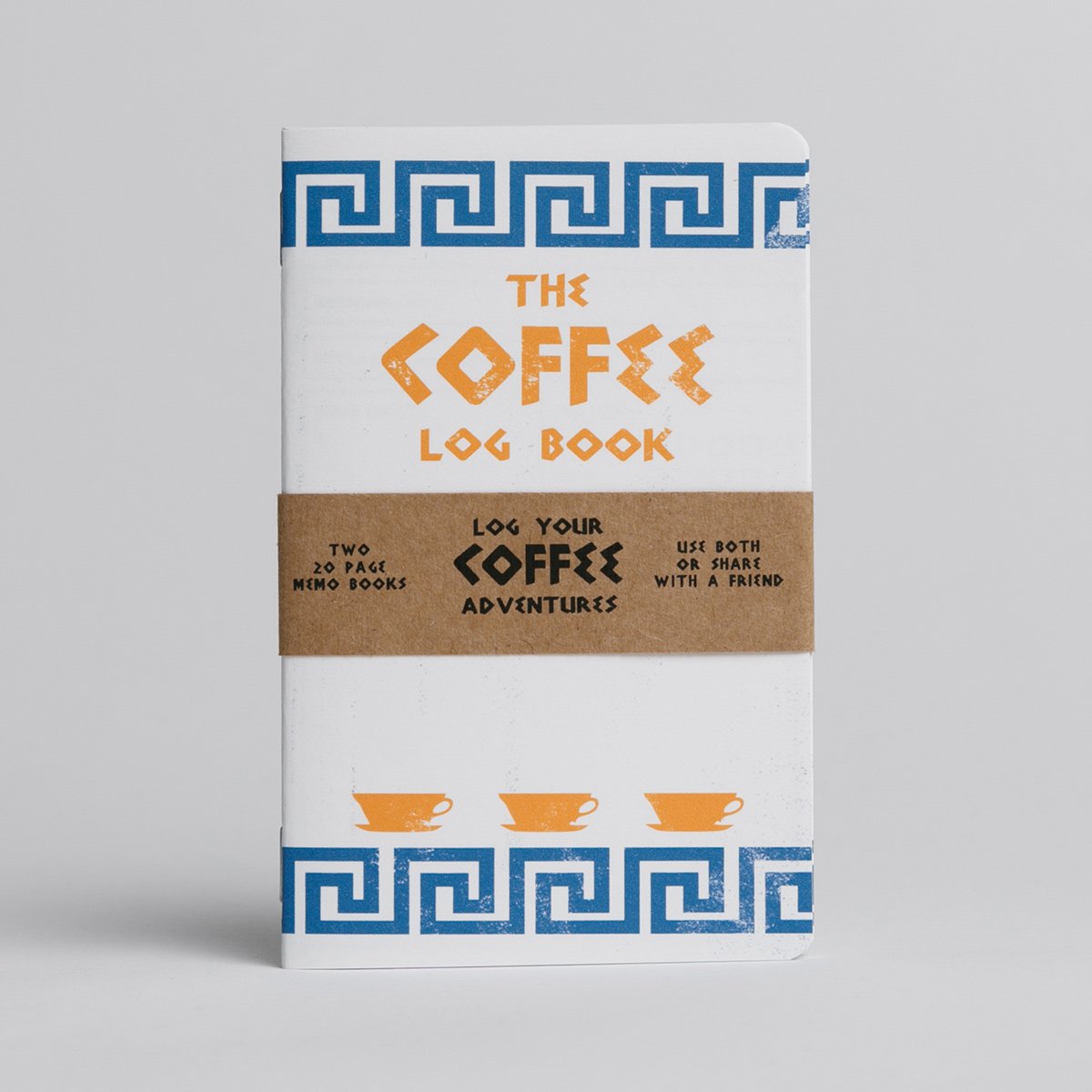 The cover art of The Coffee Log Book. Two 20 page memo books where you can log your coffee adventures.