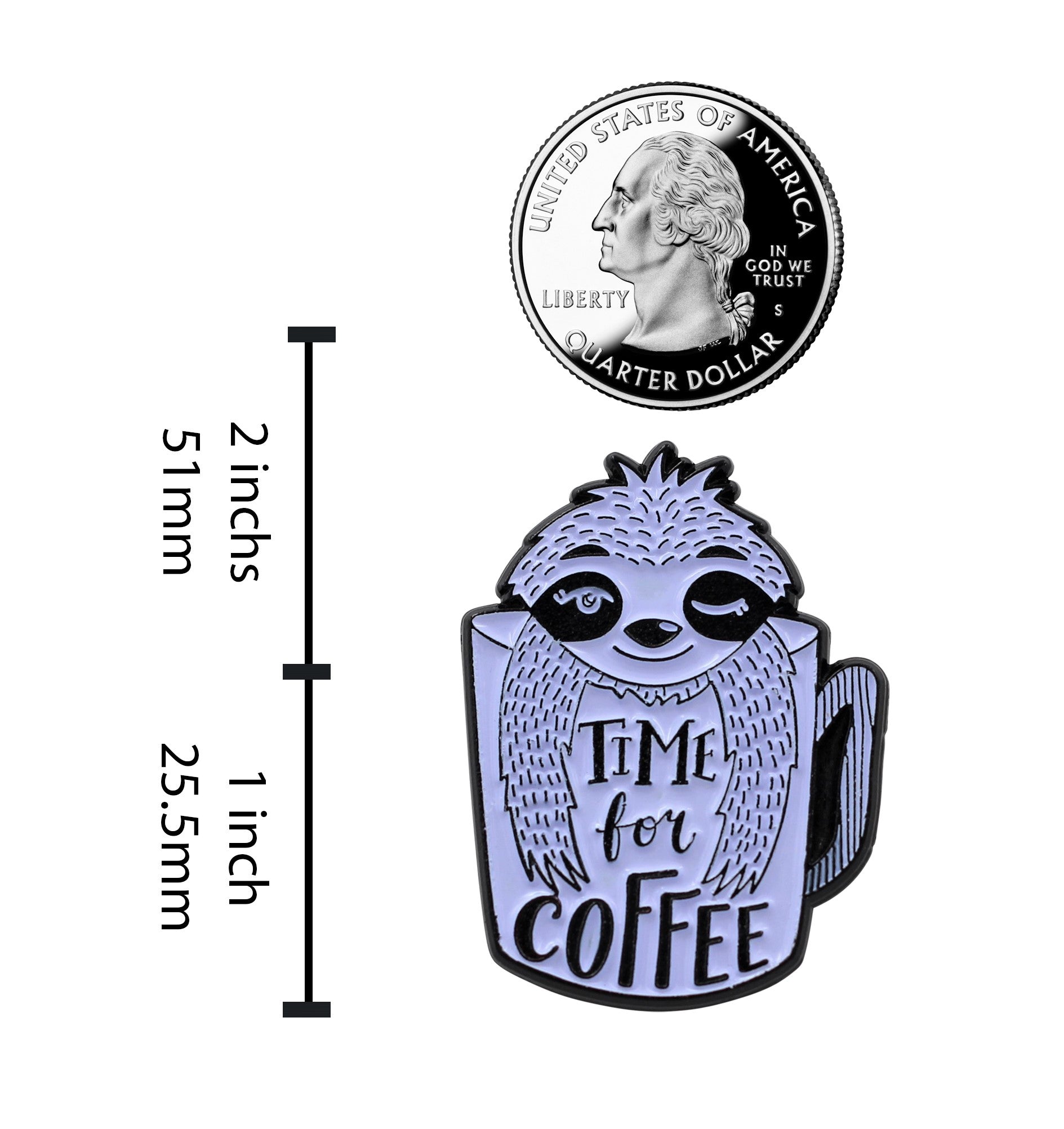 Sizing of the Sloth Pin: 2".