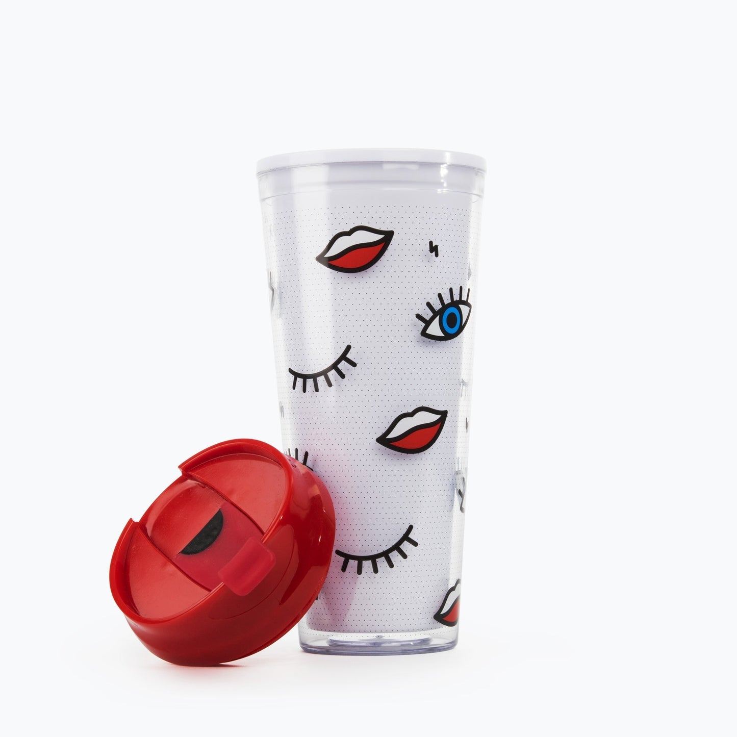 WINK Double Wall Mug Coffee Tumbler Mod Style BPA-Free with a red lid.