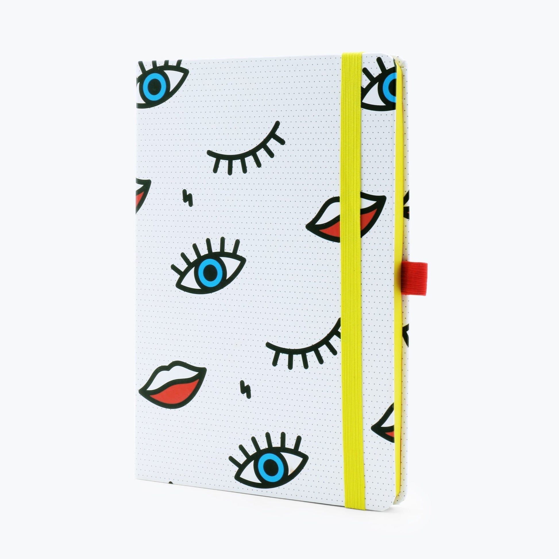 Wink Dot Grid Notebook Eye and Lip Pop-Art Print.