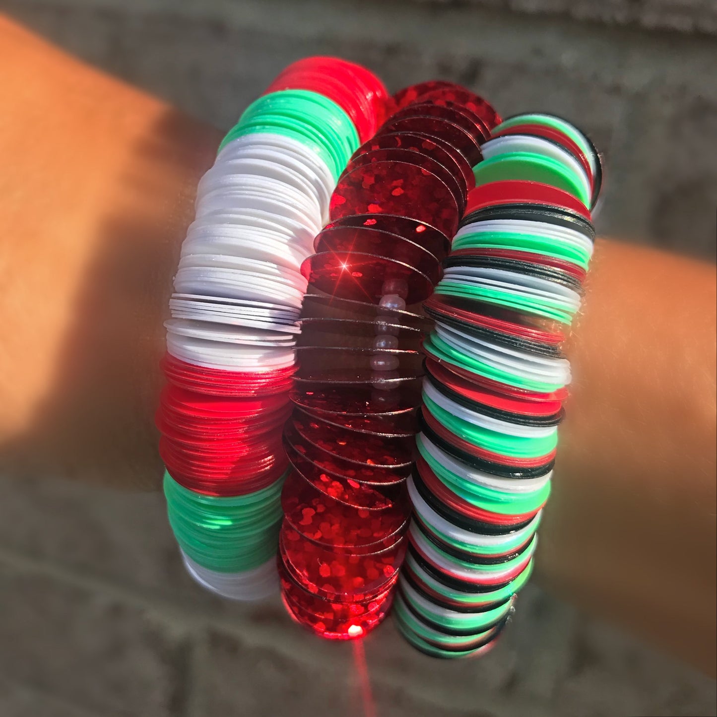 The three bracelets from the PixPerfect D.I.Y. Bracelet Kit Holiday Edition available on Kangyco.com.